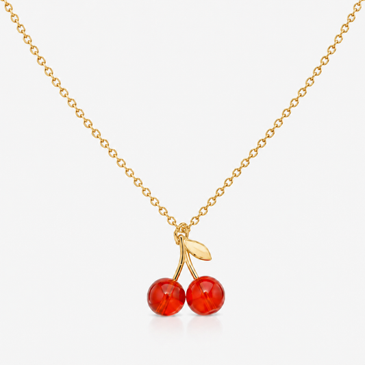 Cute Cherry Pendant 18K Gold Necklace