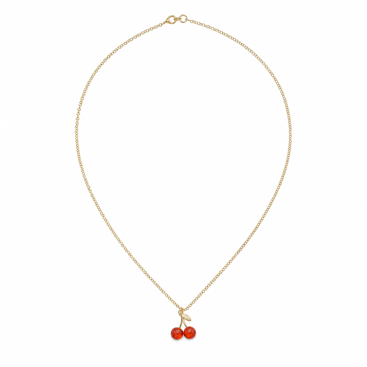 Cute Cherry Pendant 18K Gold Necklace