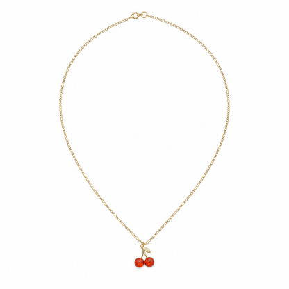 Cute Cherry Pendant 18K Gold Necklace