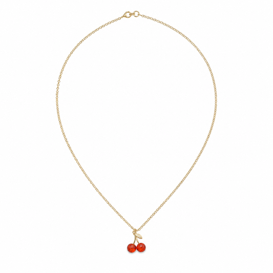 Cute Cherry Pendant 18K Gold Necklace