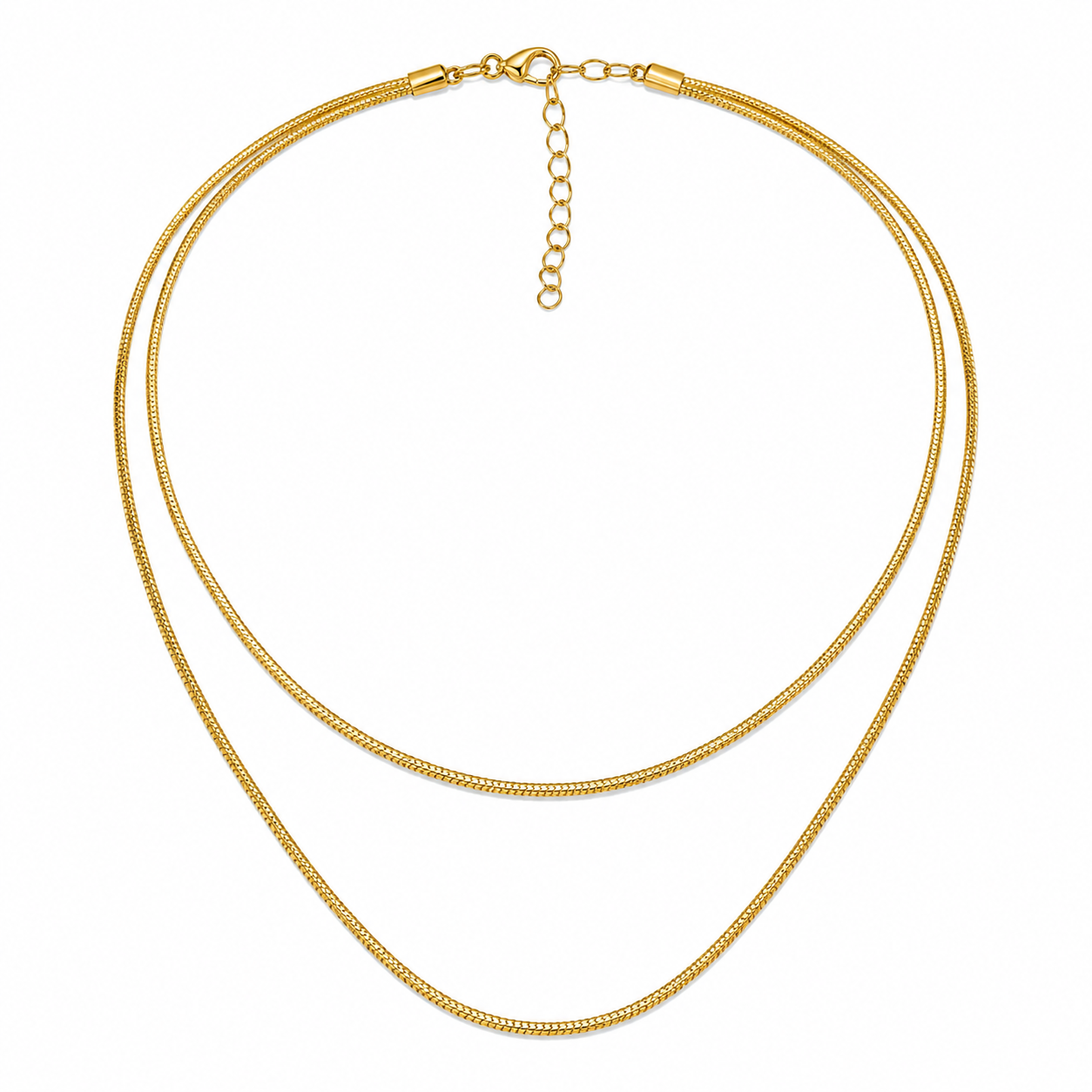 Double Layered 18K Gold Chain Necklace