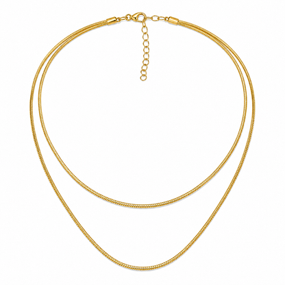 Double Layered 18K Gold Chain Necklace