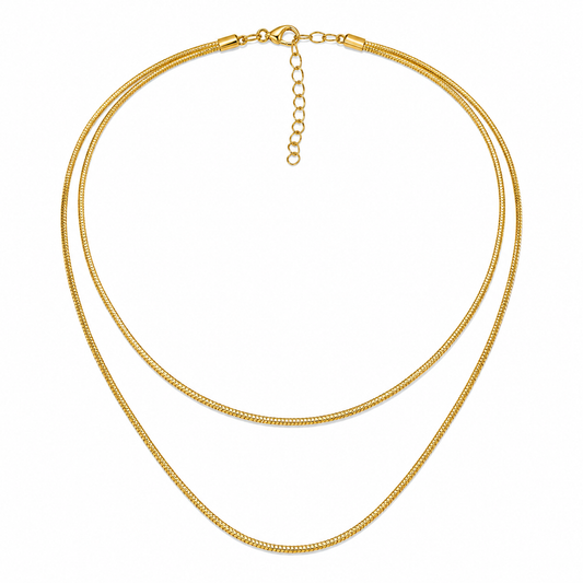 Double Layered 18K Gold Chain Necklace