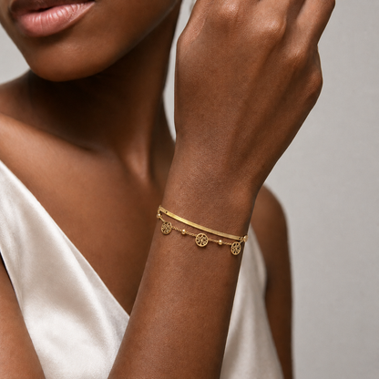 Lucky Charm Beaded 18K Gold Braclet