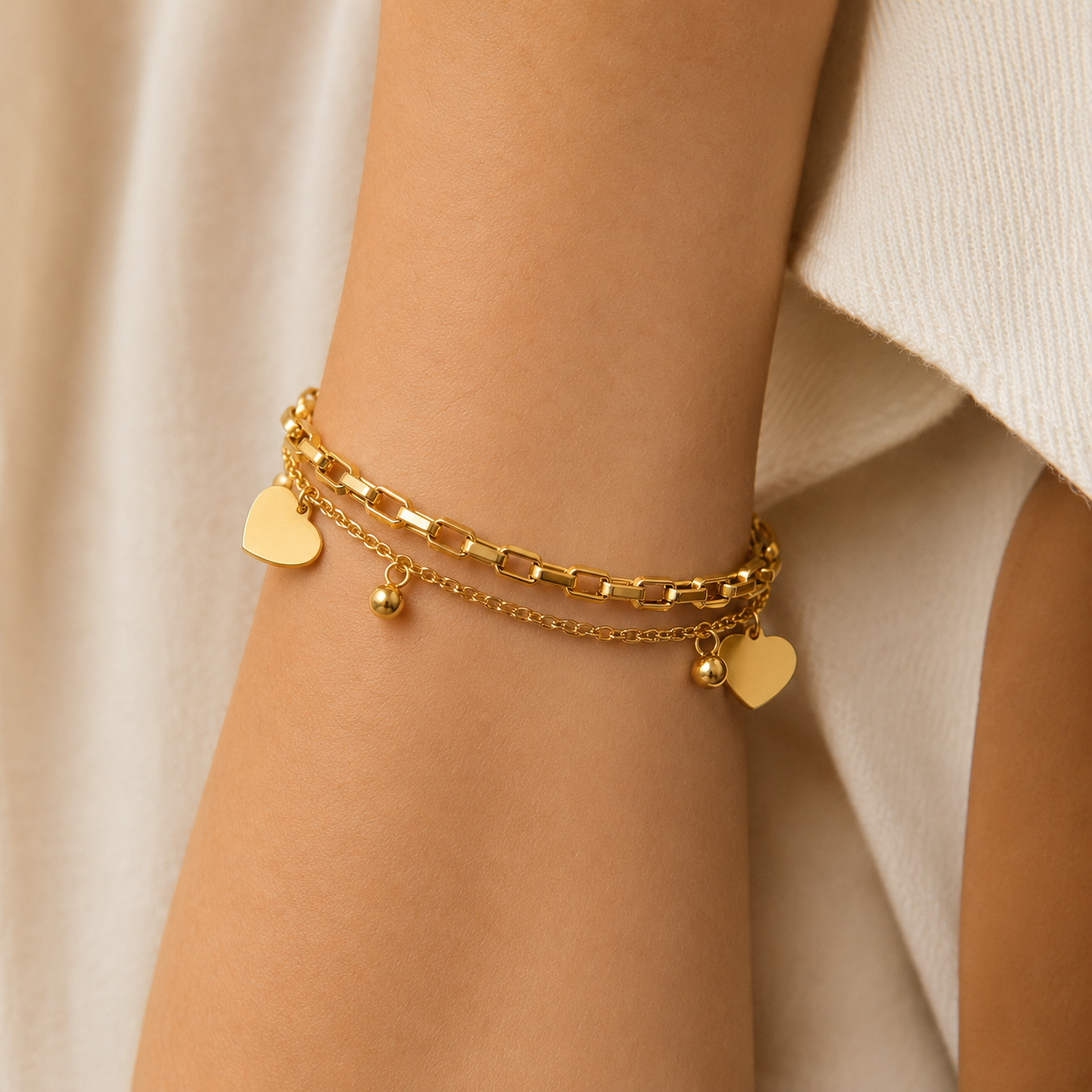 Sweetheart 18K Gold Layered Bracelet