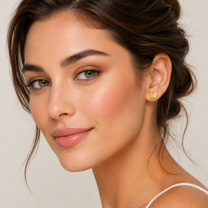 Enchanting 18K Gold Butterfly Stud Earrings