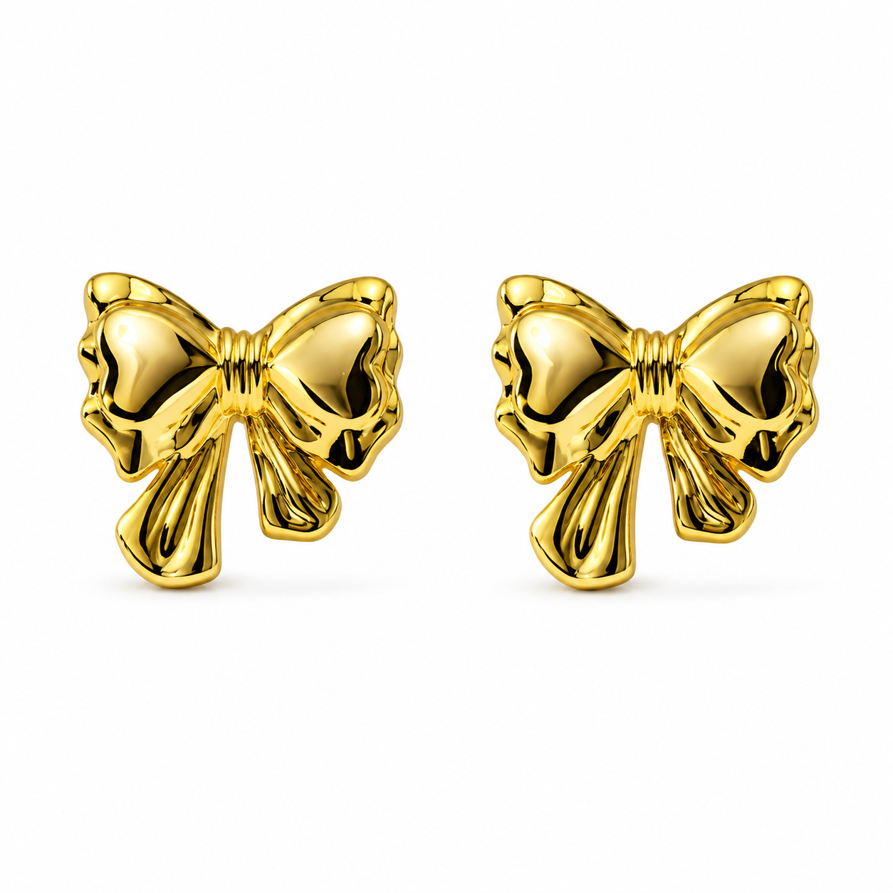 Dainty 18K Gold Bow Stud Earrings