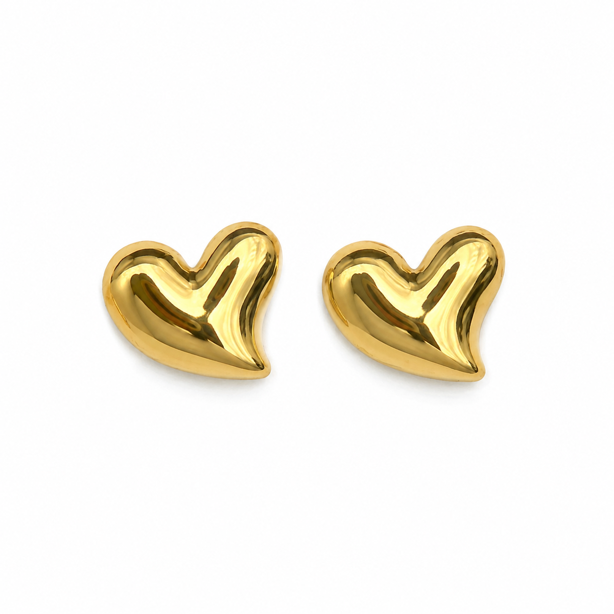 Voluminous Heart 18K Gold Stud Earrings