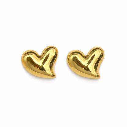 Voluminous Heart 18K Gold Stud Earrings
