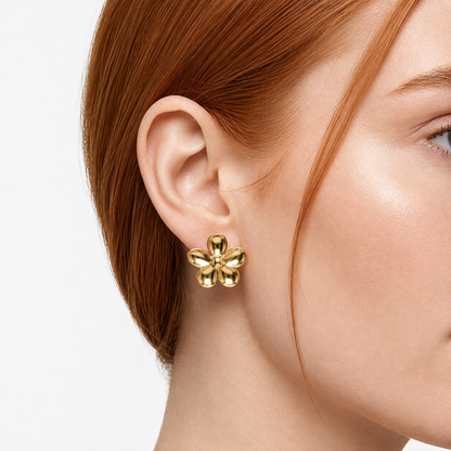 Daisy Flower 18K Gold Stud Earrings