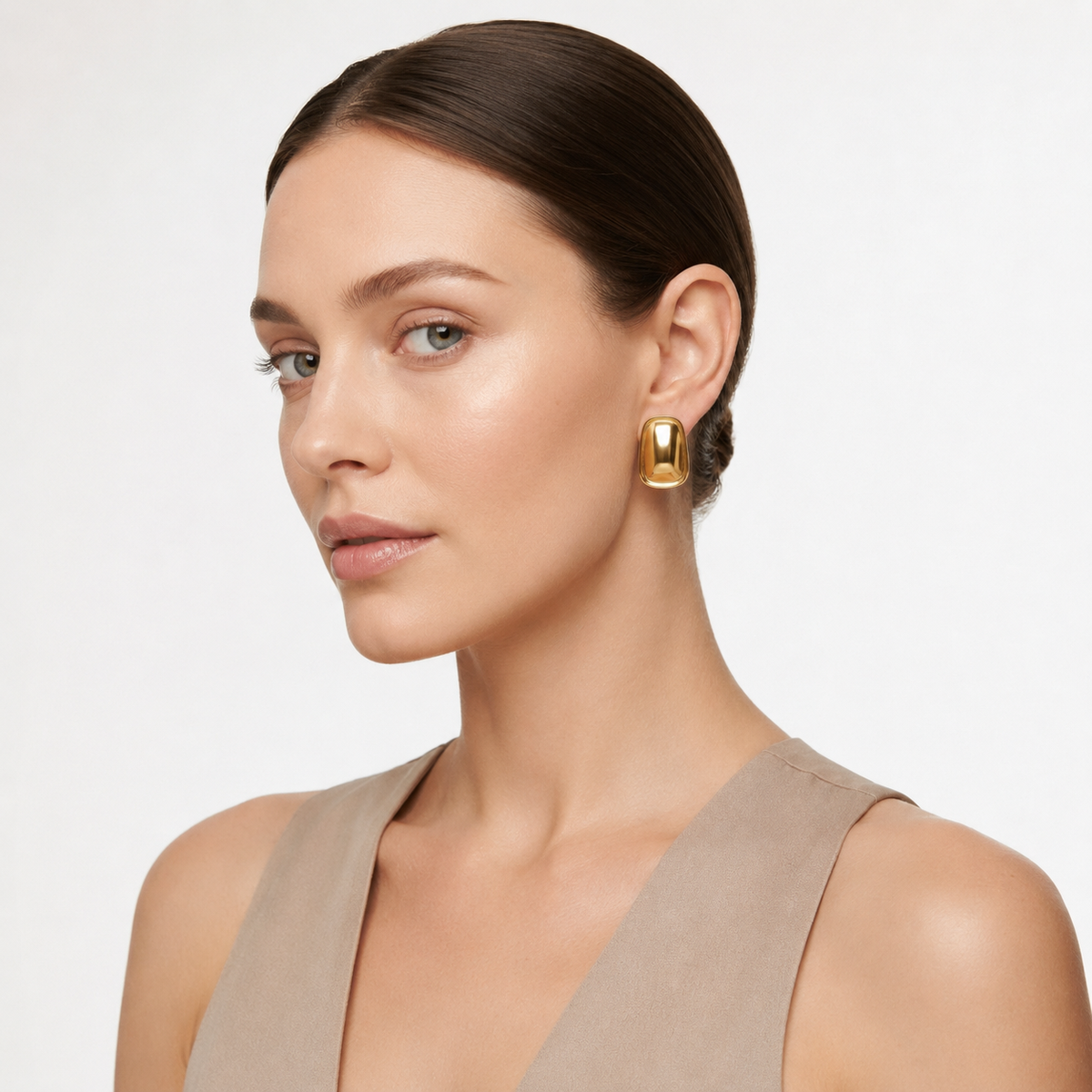 Embossed Dome 18K Gold Stud Earrings