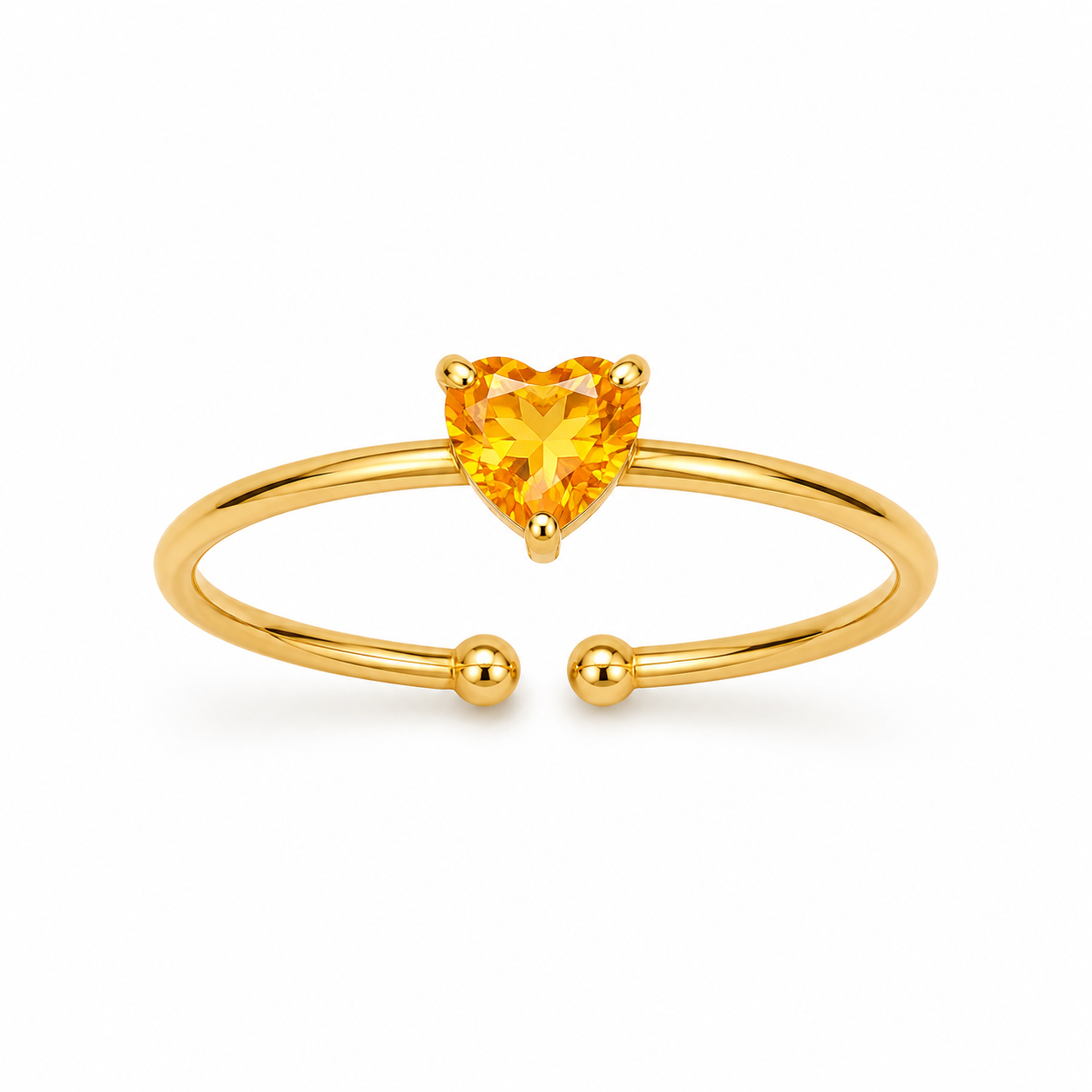 Orange Heart Zircon 18K Gold Stackable Ring