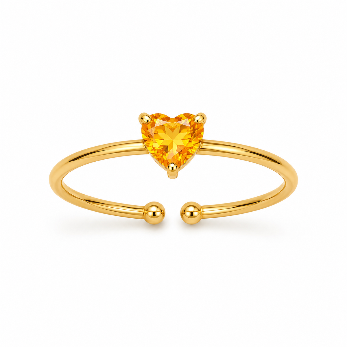 Orange Heart Zircon 18K Gold Stackable Ring