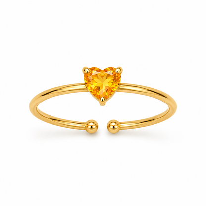 Orange Heart Zircon 18K Gold Stackable Ring