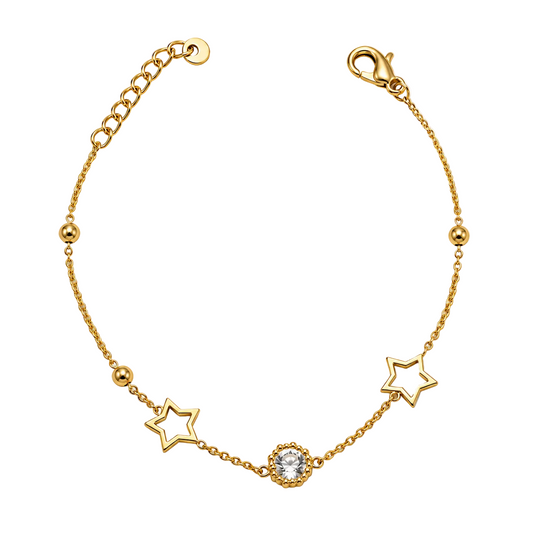 Star Charm 18K Gold Bracelet with Cubic Zirconia Accent