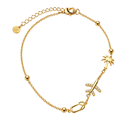 Travel Charm Pendant 18K Gold Bracelet