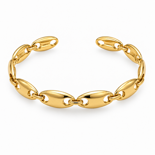 Sculpted Link 18K Gold Bangle