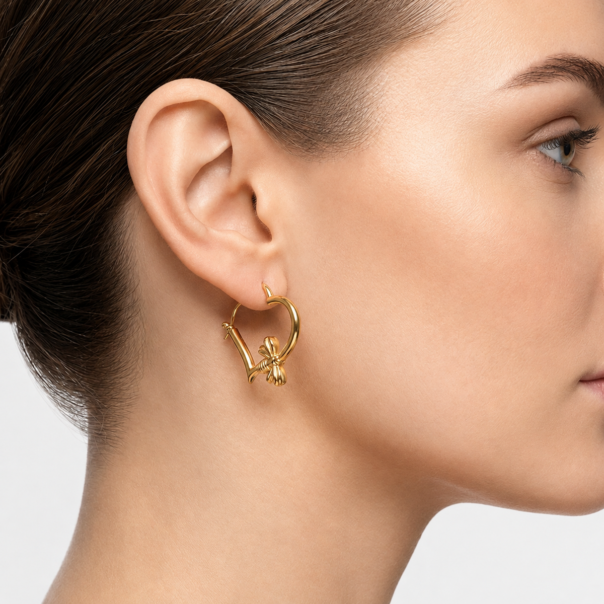Bee Charm 18K Gold Heart Hoop Earrings