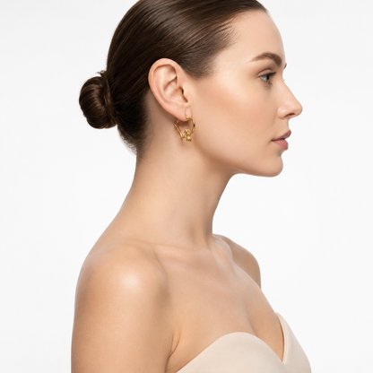 Bee Charm 18K Gold Heart Hoop Earrings