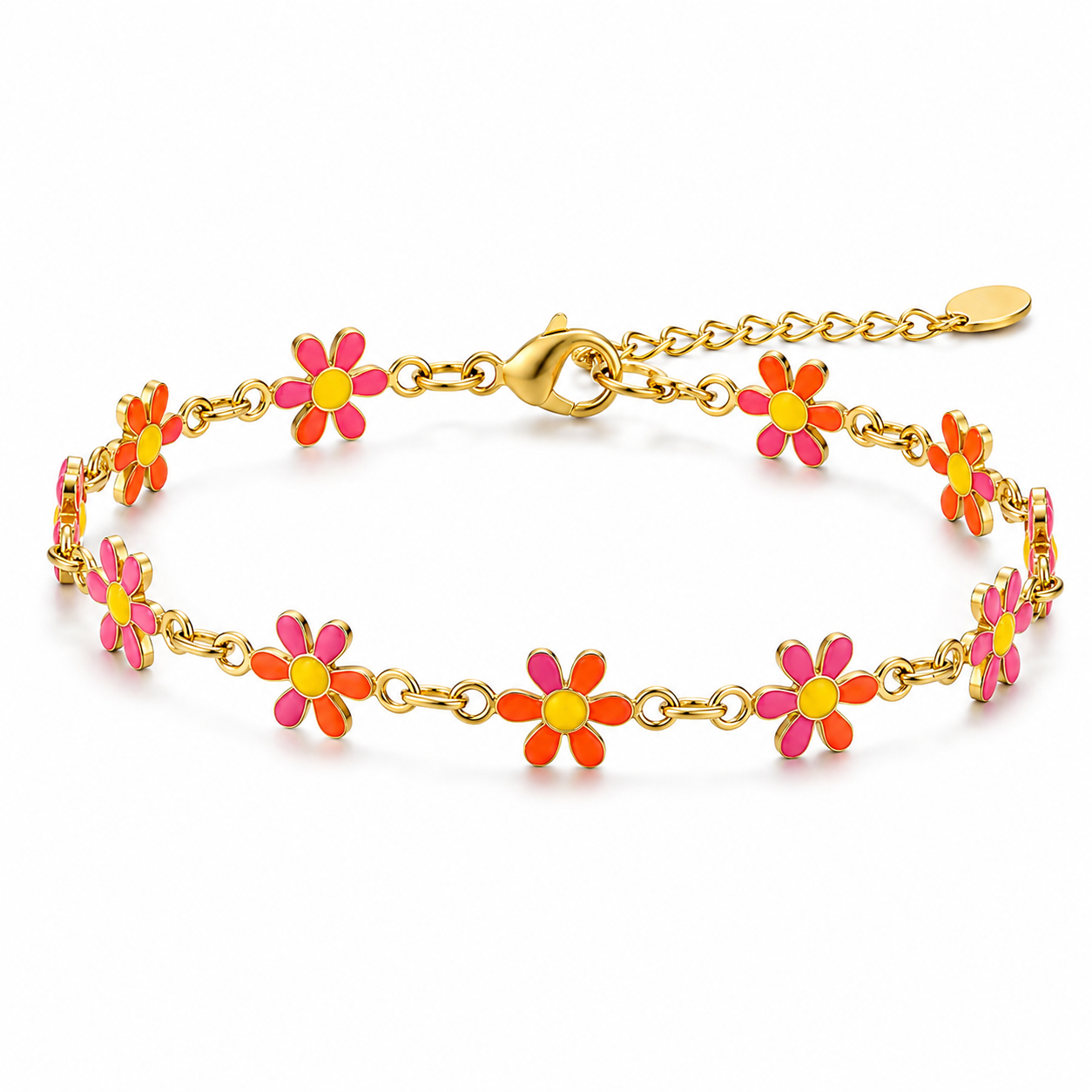 Daisy Charm 18K Gold Chain Bracelet