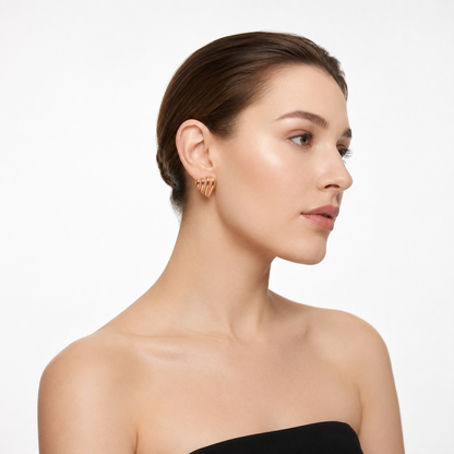 Pink Striped Chunky 18K Gold Stud Earrings