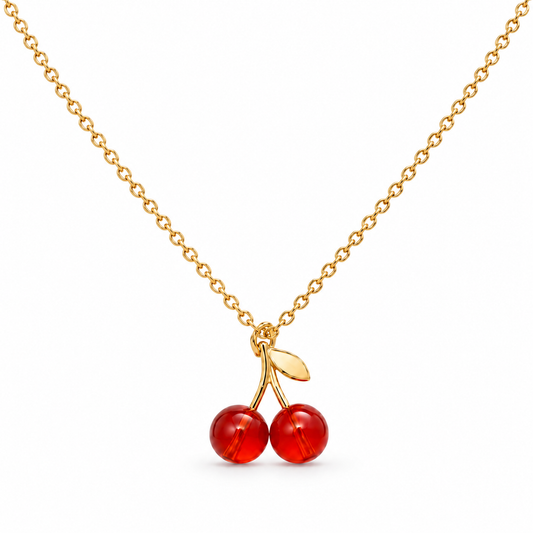 Cute Cherry Pendant 18K Gold Necklace