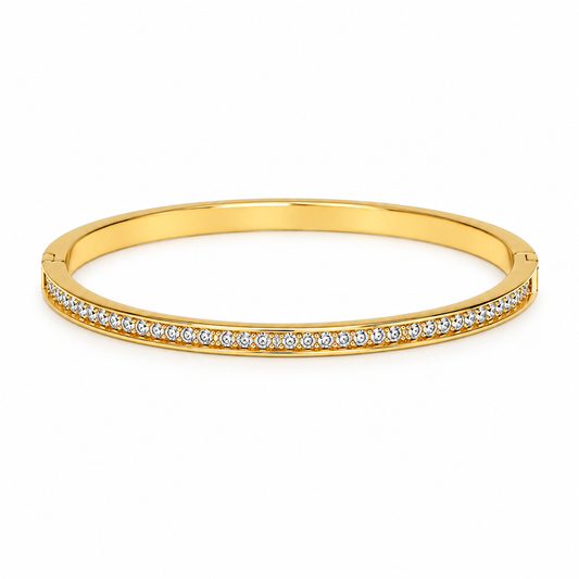 Classic Pavé Zircon 18K Gold Bangle