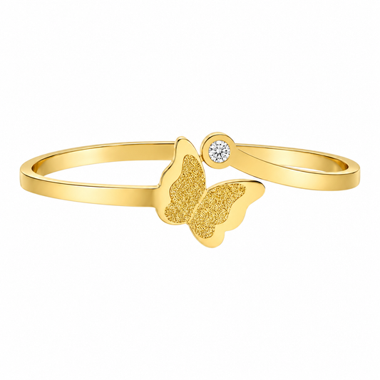 Butterfly Zircon Open Cuff 18K Gold Bangel