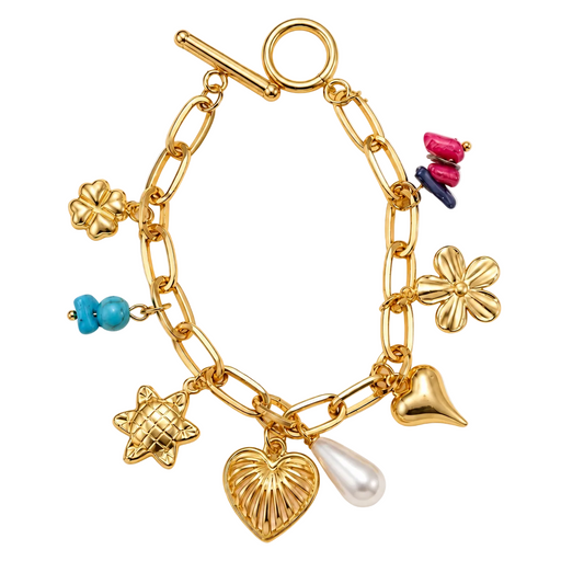 Bohemian Summer 18K Gold Charm Bracelet