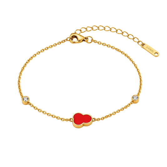 Romantic Heart Charm 18K Gold Chain Bracelet
