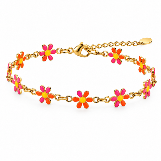 Daisy Charm 18K Gold Chain Bracelet