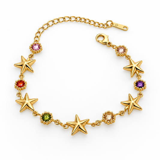 Celestial Rainbow Zircon 18K Gold Bracelet