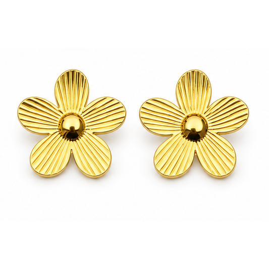 Petal Flower 18K Gold Stud Earrings