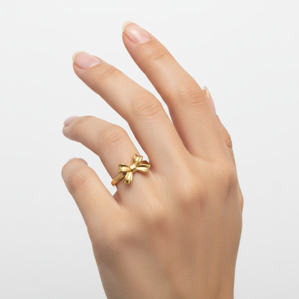 Ribbon Bow 18K Gold Statement Ring