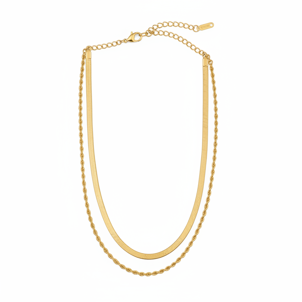 Elegant Double layered 18k Gold Necklace