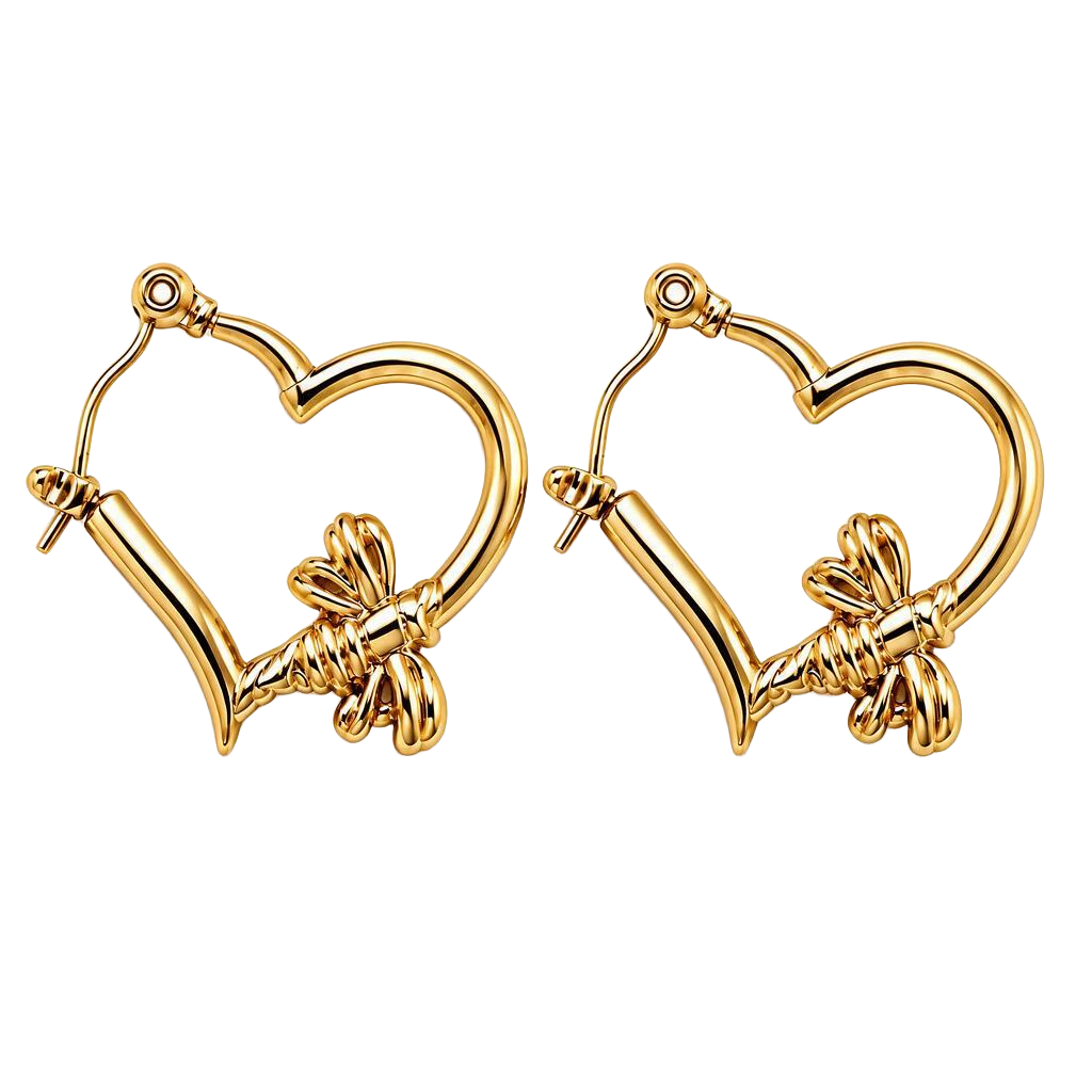Bee Charm 18K Gold Heart Hoop Earrings