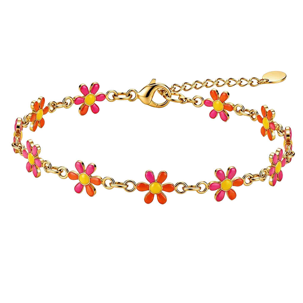 Daisy Charm 18K Gold Chain Bracelet