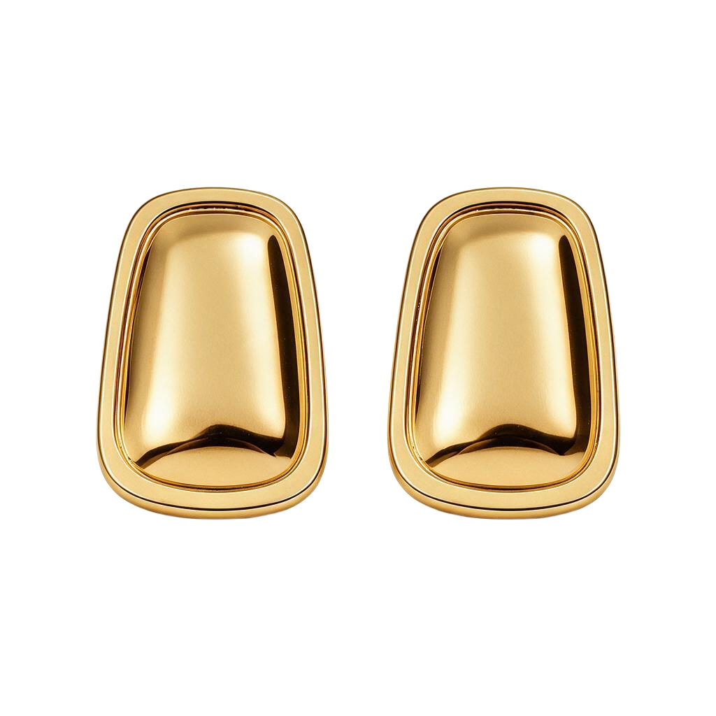 Embossed Dome 18K Gold Stud Earrings