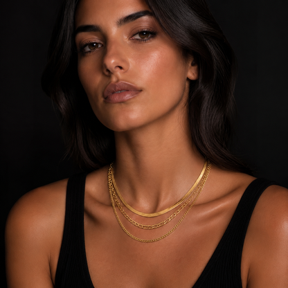 Triple layered Sophisticated 18K Gold Necklace