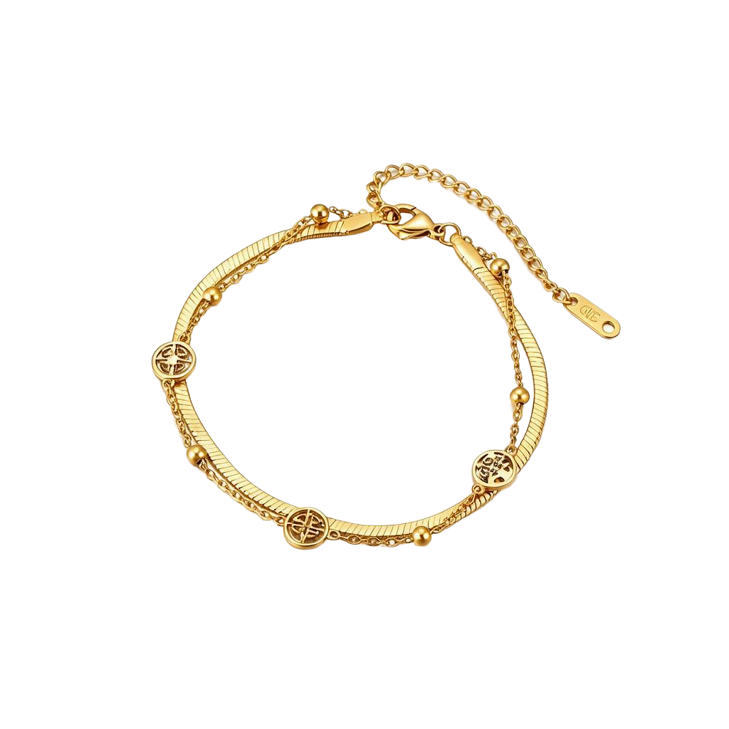 Lucky Charm Beaded 18K Gold Braclet