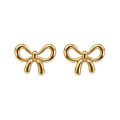 Elegant 18K Gold Bow Stud Earrings