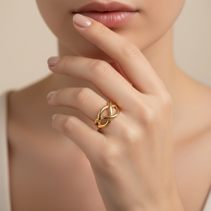 Simple Interlocking 18K Gold Statement Ring