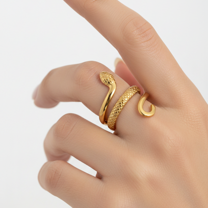 Multi Layerd Serpant 18K Gold Statement Ring