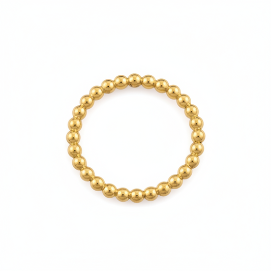 Elastic Beaded 18K Gold Bracelet