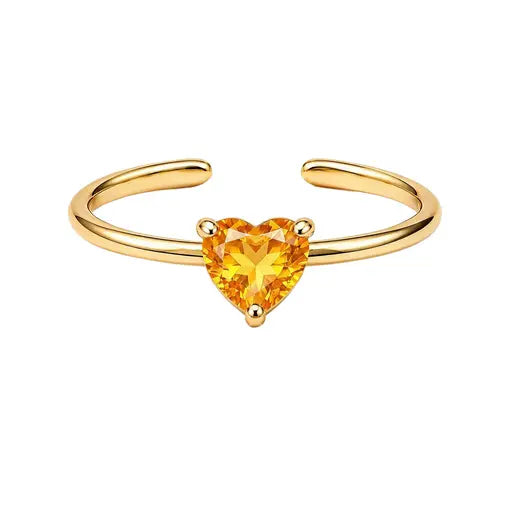 Orange Heart Zircon 18K Gold Stackable Ring