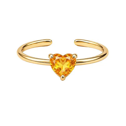Orange Heart Zircon 18K Gold Stackable Ring