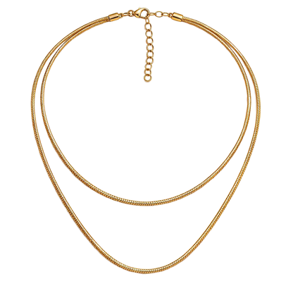 Double Layered 18K Gold Chain Necklace