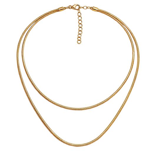 Double Layered 18K Gold Chain Necklace