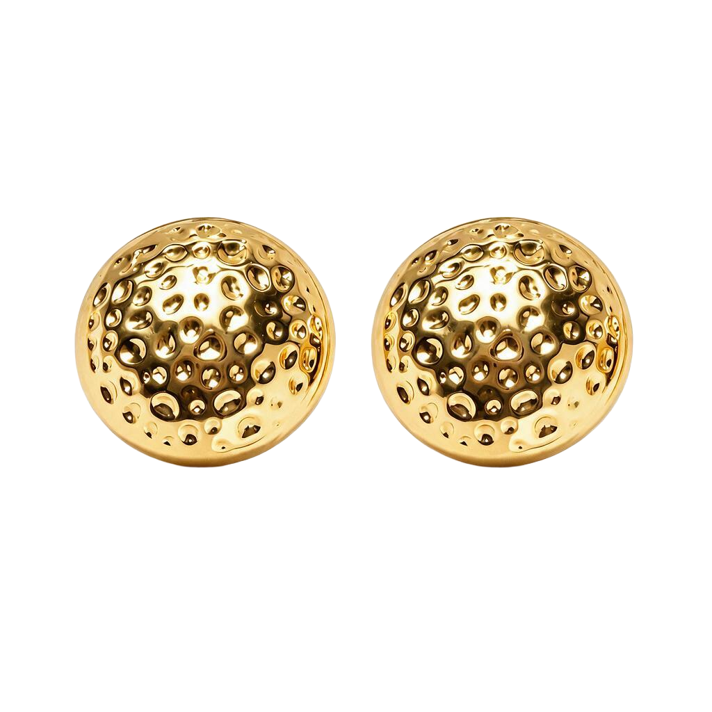 Textured 18k Gold Sphere Stud Earrings
