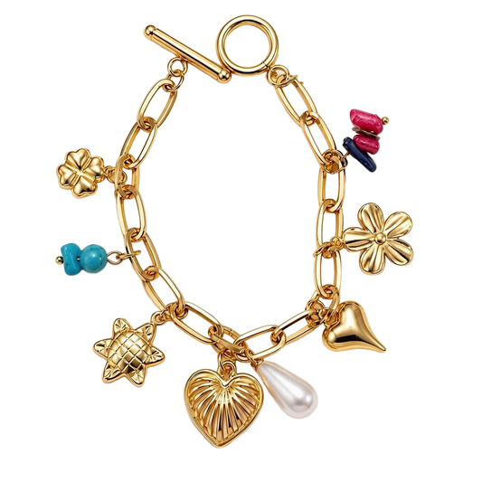 Bohemian Summer 18K Gold Charm Bracelet